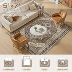 5x7 Washable Area Rug, Large Rugs - Image 8