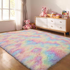 KICHOWUA Area Rug 5x7 Rainbow Fluffy Shag by KICHOWUA