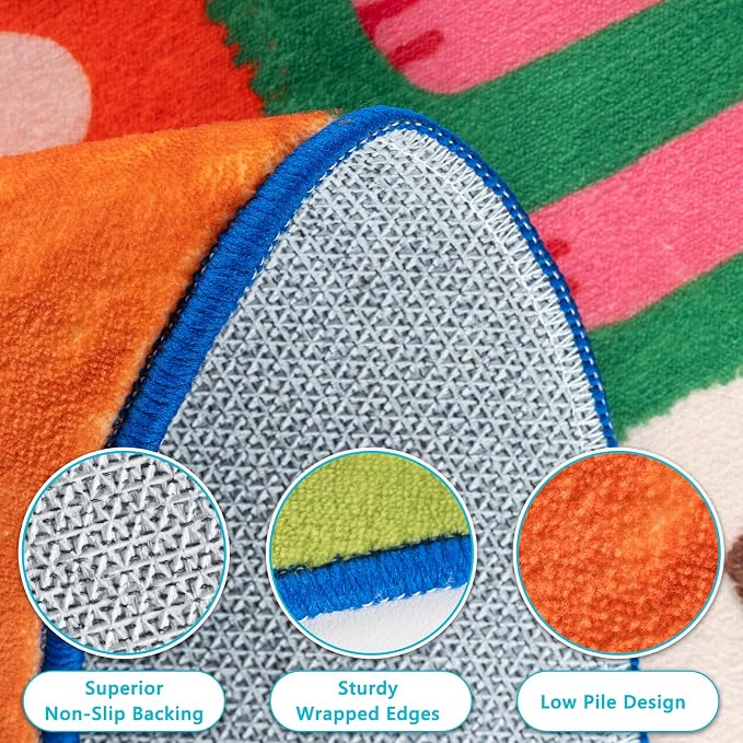Kids Rugs for Playroom, 3x5 Feet Upgrade Ultra Non Slip Area Rug, Washable Play - Image 3