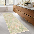 Hazo Haus Non Slip Beige Green Bathroom Runner Rug - Image 7