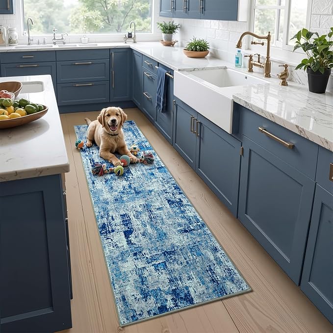 Toneed 2x6 Washable Runner Rug, Modern Abstract Hallway Runner - Image 4