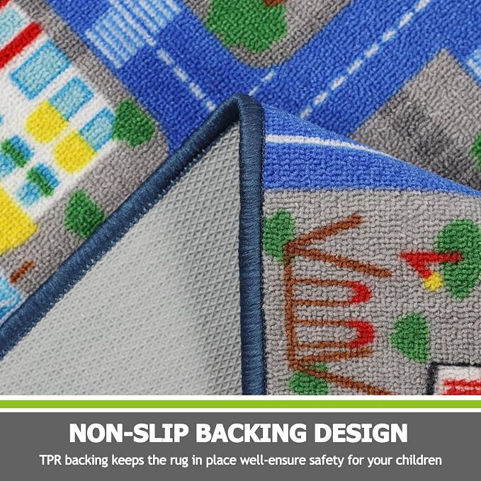 Capslpad Blue Car Road Kid Rug Carpet Playmat - Image 3
