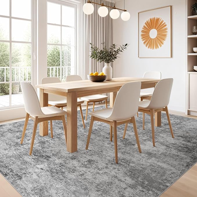 Nakagishi 10x12 Area Rugs Living Room: Washable Abstract Large Neutral Soft Rug - Image 6