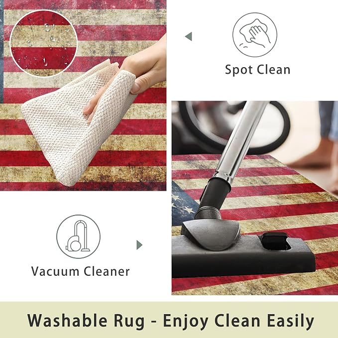 Vintage American Flag Area Rugs 5x7 Washable Area Rugs - Image 3