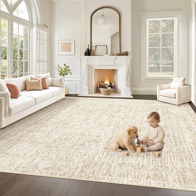Living Room Rugs 8x10: Washable Moroccan Geometric Boho Rug Farmhouse Non Slip by VECARF