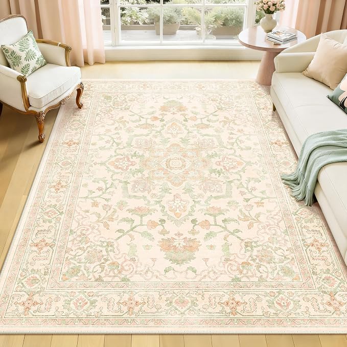 CAPALOCA Machine Washable Rugs Nursery Rug Cute Girl Non Slip Low Pile Water - Image 4