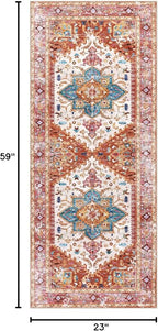 Yamaziot Washable Runner Rug, 2x5 Non-Slip Boho Vintage Hallway Rug Runner - Image 2