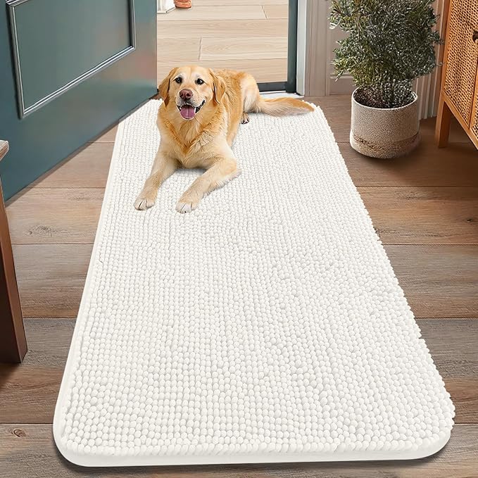 Smiry Dog Door Mat for Muddy Paws 48x30, Absorbent Dirt Trapper, Non-Slip by Smiry