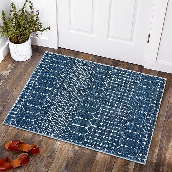 Lahome Moroccan Indoor Rugs for Entryway 2x3 Area Rug Non-Slip Backing Washable by Lahome