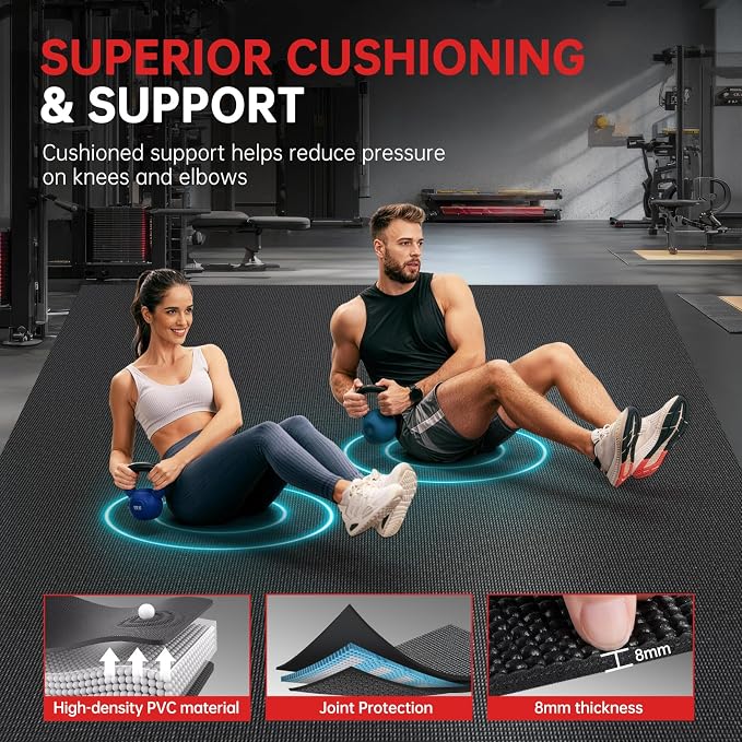 GymCope Extra Large Exercise Mat, Shoe-Friendly, High-Density, Weight Lifting - Image 2