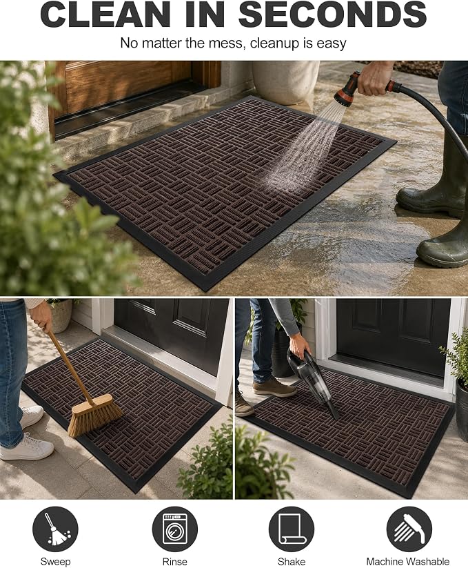 Mibao Front Door Mat Outdoor Entrance, Waterproof Dirt Trapper Doormat - Image 5