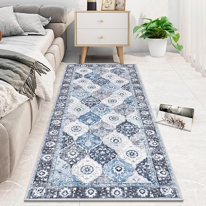 HEBE Hallway Runner Rug 2'x5' Washable Vintage Distressed Area Rugs Non Slip - Image 9