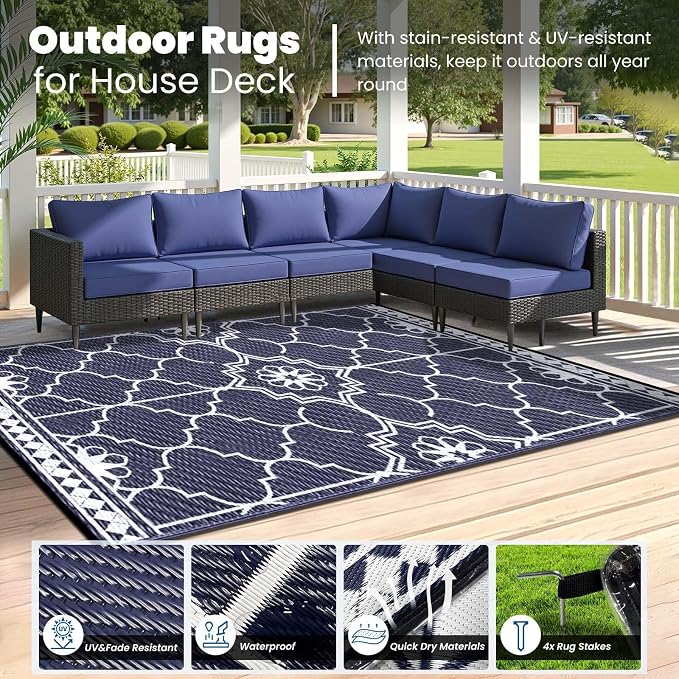 6x9Ft Outdoor Rug, Solar Powered Outdoor Rug - Image 4