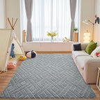 4x6 Grey Washable Area Rug for Bedroom, Modern Geometric Shag Non-Slip Living - Image 7