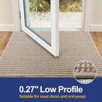 Dirt Trapping Door Mat 32x48, Taupe & White Faux Jute Entryway Rug | Low-Profile - Image 4