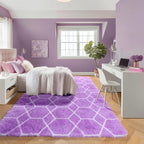 ONASAR 5x7 Area Rugs for Living Room Bedroom, Fluffy Purple and White Throw Rug - Image 7