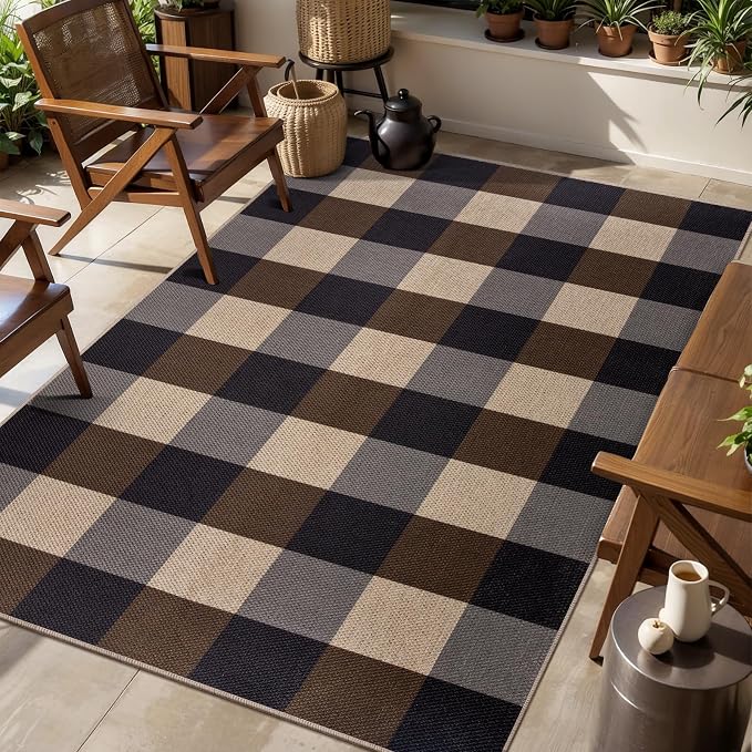 Tangsoo Checkered 4x6 Washable Easy Jute Area Rug - Image 2