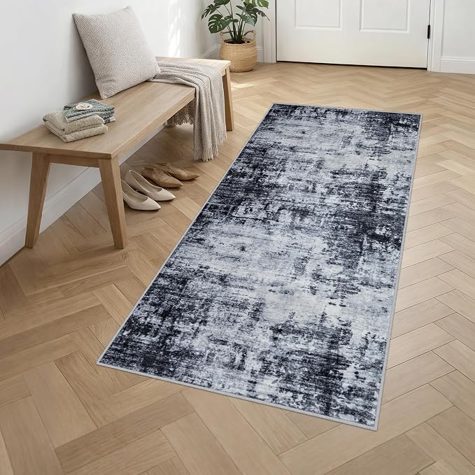 Washable Area Rug 3x8 Entryway Rug: Washable Modern Abstract Soft Thin Rug - Image 3