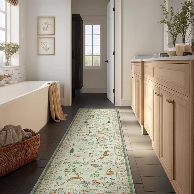 Machine Washable Kitchen Runner Rug: 2'x6' Hallway Rug Non Slip Low Pile Stain - Image 6