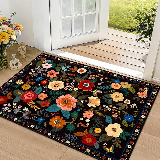 RELEANY Floral 2x3 Area Rugs Washable Print Boho Cute Carpet Non Slip Flower - Image 9