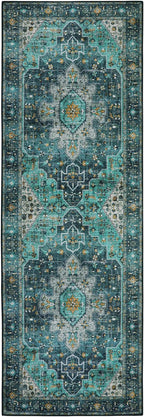 Moynesa Ultra-Thin Washable Teal Non Slip Bathroom Rug - Image 9
