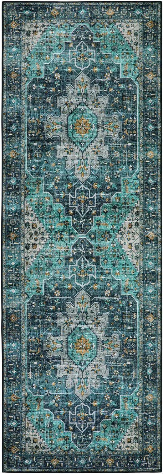 Moynesa Ultra-Thin Washable Teal Non Slip Bathroom Rug - Image 9