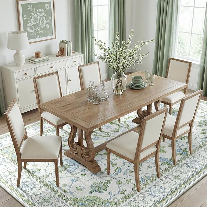 RELEANY Area Rugs 8'x10' Washable Non-Slip, Floral Vintage Distress Medallion - Image 3