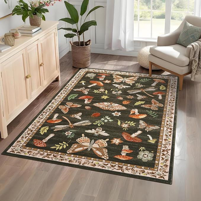 ROYHOME Mushroom Rug Black - Image 2