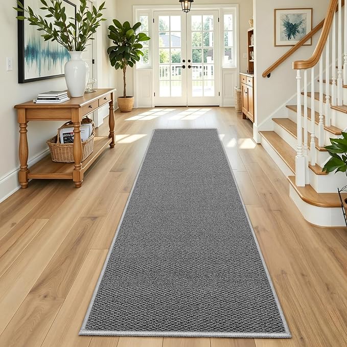 Faux Jute Hallway Runner Rug 2'x10', Washable & Non-Slip, No Odor. Farmhouse - Image 6