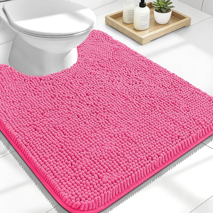 OLANLY Toilet Rugs U-Shaped 24x20, Extra Soft Absorbent Chenille Contour by OLANLY