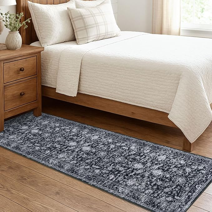 KILOCOCO Hallway Runner 2x7 Rug Runner Printed Vintage Floral Washable Kitchen - Image 3