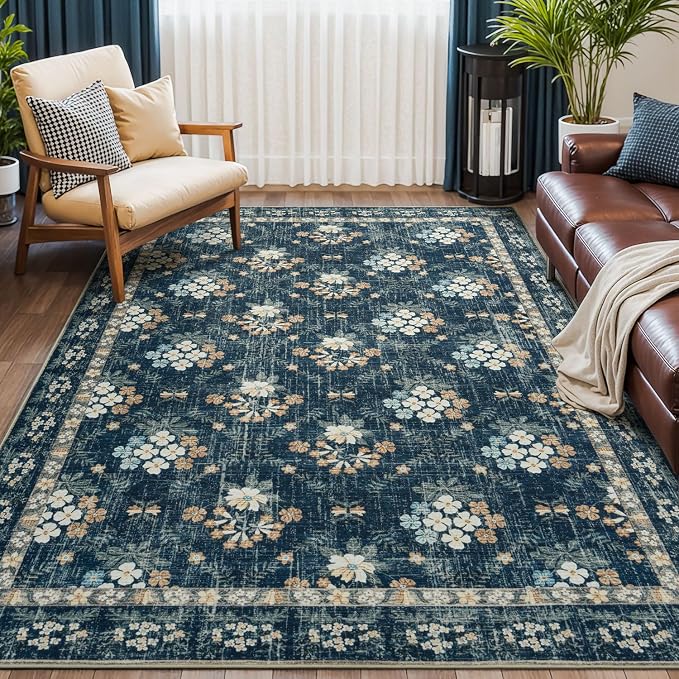 Lessymo Dining Room Rugs for Under Table, 6x9 Washable Area Rug for Living Room by Lessymo
