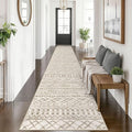 KUTA Boho Runners for Hallways 2.6x14 ft Moroccan Beige Washable Long Hall by KUTA