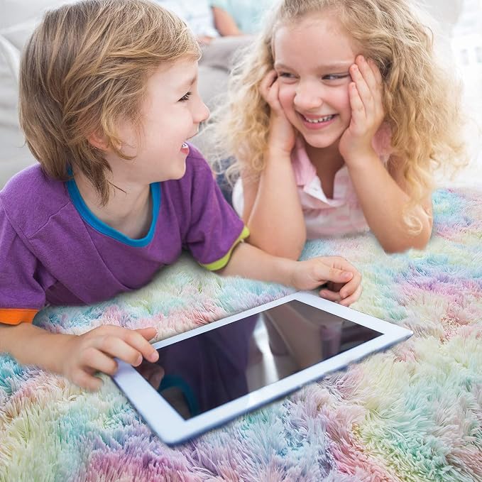 AROGAN Soft Rainbow Area Rugs for Girls Room 5x8 Feet, Fluffy Girls Bedroom Rugs - Image 6