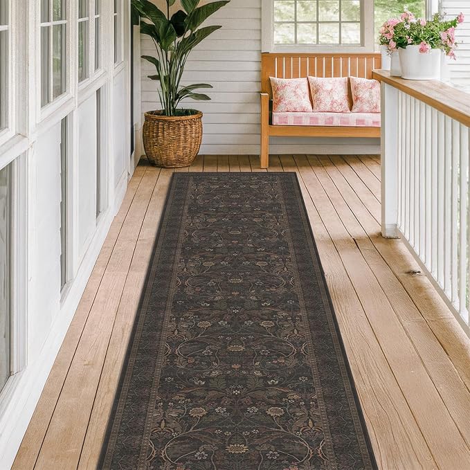 Washable Long 2x10 Hallway Runner Rug - 10ft Floral Foyer Rugs - Image 6