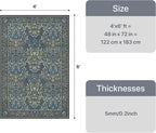 GENIMO Washable 4x6 Area Rug, Vintage Boho Floral Carpet, Soft Low-Pile - Image 2
