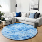 ONASAR Tie-Dye Blue Round Area Rug 4ft, Soft Bedroom Circle Rugs Floor Mats - Image 7