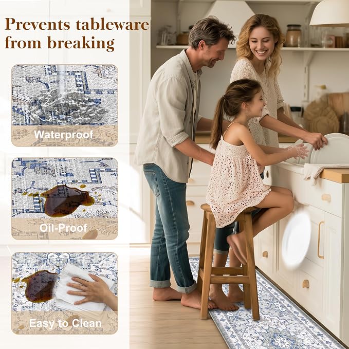 Boho Kitchen Mats for Floor 2 Piece Set Anti Fatigue Cushioned PVC Kitchen Rugs - Image 5