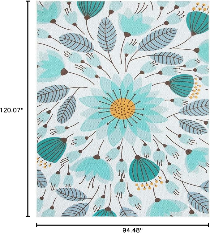 Lahome Floral Indoor Outdoor Rug 8x10, Non Slip Outdoor Patio Rug - Image 2