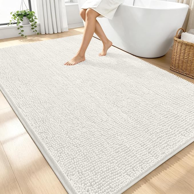 OLANLY Large Bathroom Rugs 70x46, Extra Soft Absorbent Chenille Bath Rugs by OLANLY