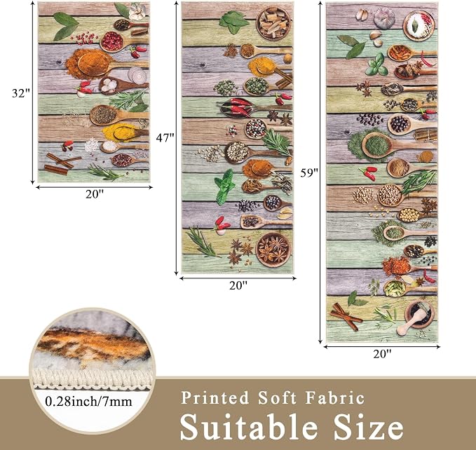 Vaukki Boho Kitchen Rug Sets 3 Pieces, Washable Kitchen Mats - Image 2