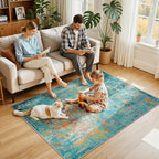 RELEANY Washable Area Rugs 4'x6' Non-Slip Modern Abstract Soft - Image 2