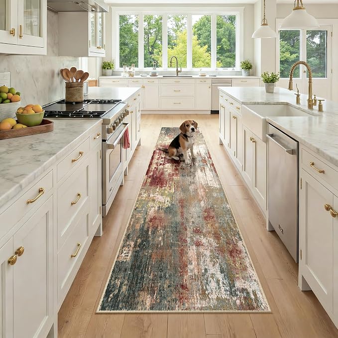 RELEANY Washable Area Rugs 2x9 Non-Slip Modern Abstract Soft by RELEANY