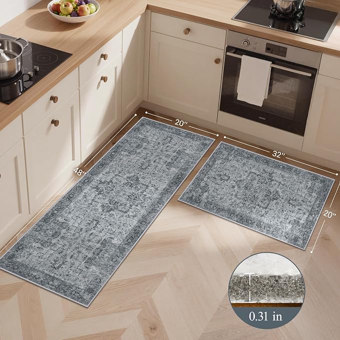 GENIMO Kitchen Rugs Non Slip Washable, Cushioned Standing Mat, Kitchen Runner - Image 2