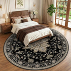 RELEANY Area Rugs Round 10ft Washable Non-Slip, Floral Vintage Distress - Image 2