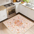 RELEANY Area Rugs Square 4ft Washable Non-Slip, Floral Vintage Distress by RELEANY