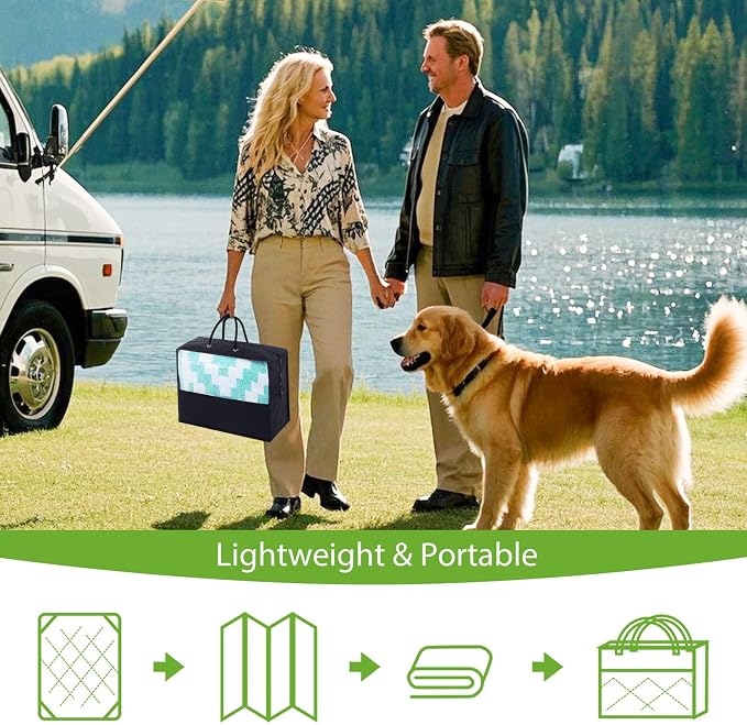 Smiry Waterproof Outdoor Rug 9X18 ft, Reversible Plastic Straw Patio Camping - Image 5