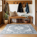 RELEANY Area Rugs 3'x5' Washable Non-Slip, Floral Vintage Distress Medallion - Image 2