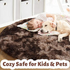 Amdrebio Tie-Dyed Brown Round Circle Rugs 5Ft - Image 6