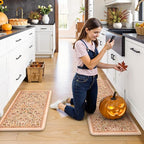 Collive Fall Orange Floral Kitchen Mats, Cushioned Anti Fatigue Kitchen Rug Set - Image 8